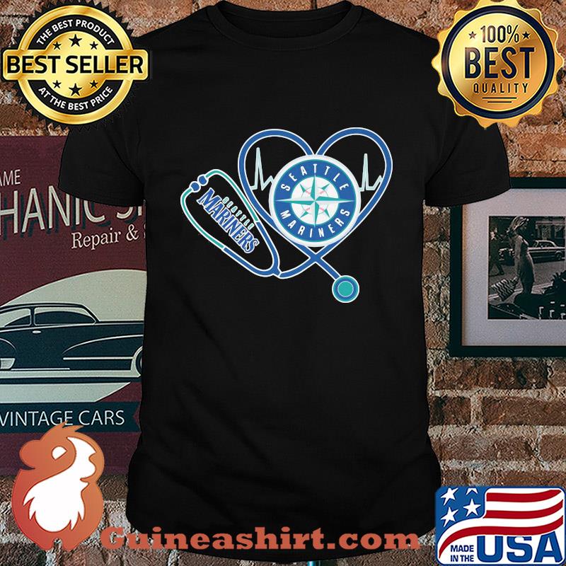 Nurse Seattle mariners stethoscope heartbeat shirt
