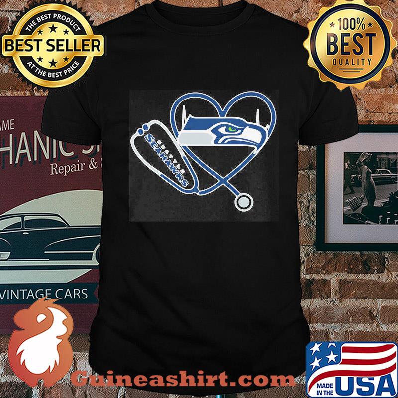 Nurse seattle seahawks stethoscope heartbeat shirt