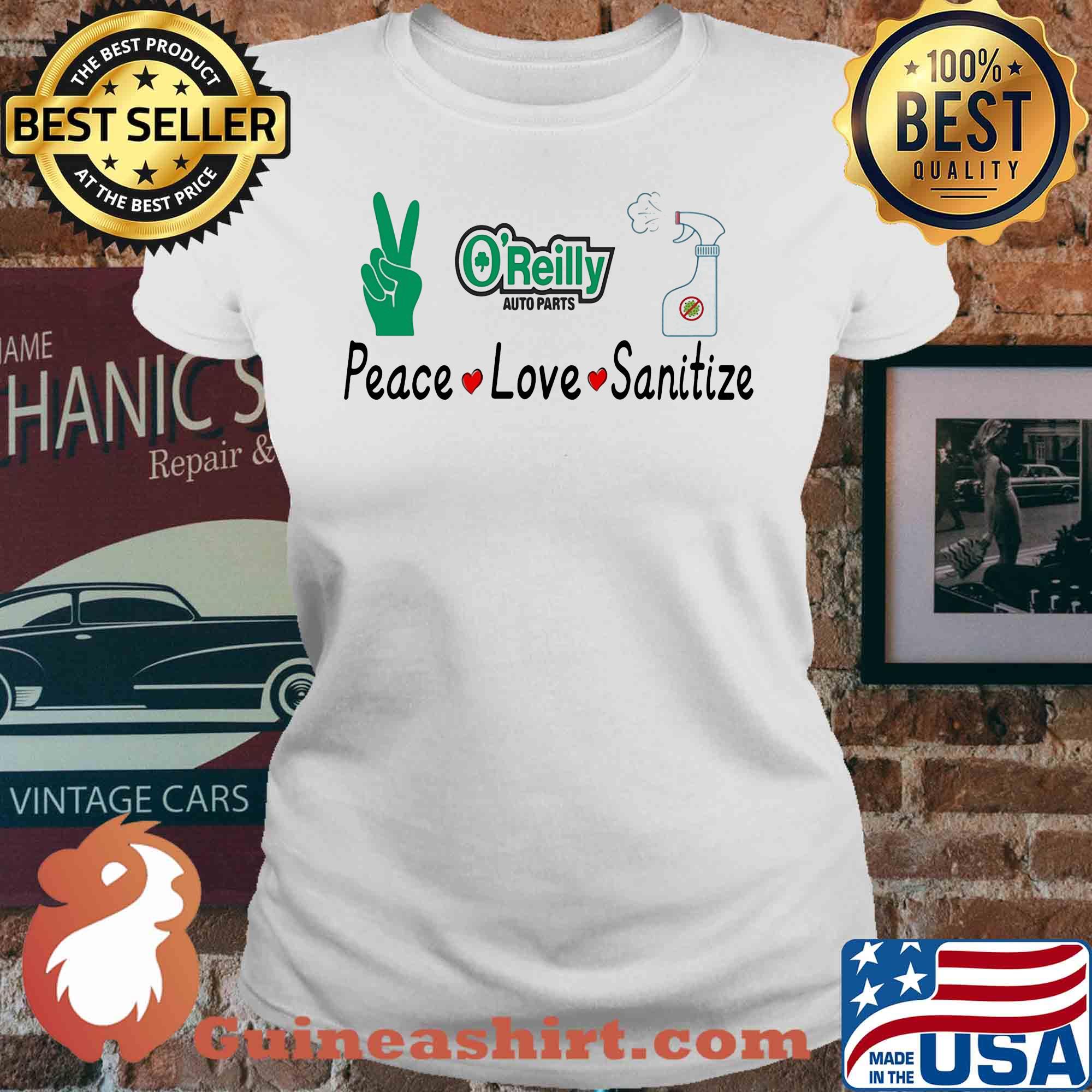 O'reilly auto parts peace love sanitize covid-19 s V-neck