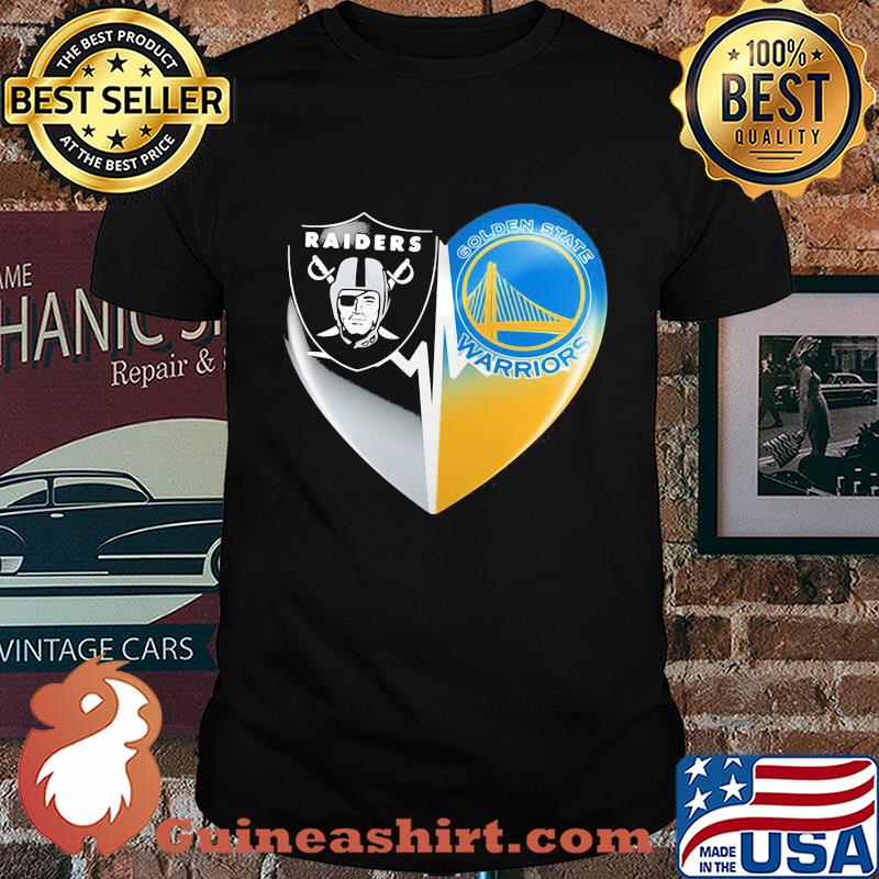 Oakland raiders and golden state warriors heart heartbeat shirt