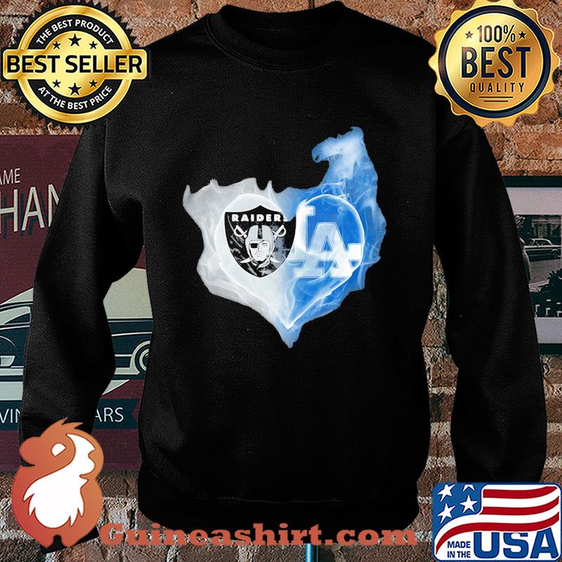 Oakland raiders and los angeles dodgers heart smoke s Sweater