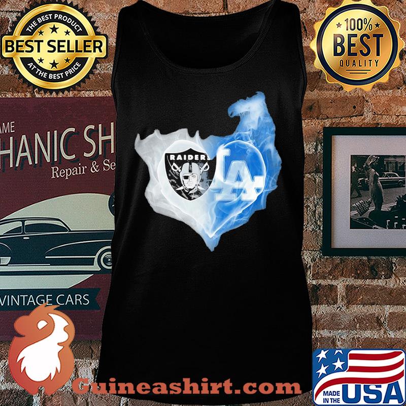 Oakland raiders and los angeles dodgers heart smoke s Tank top