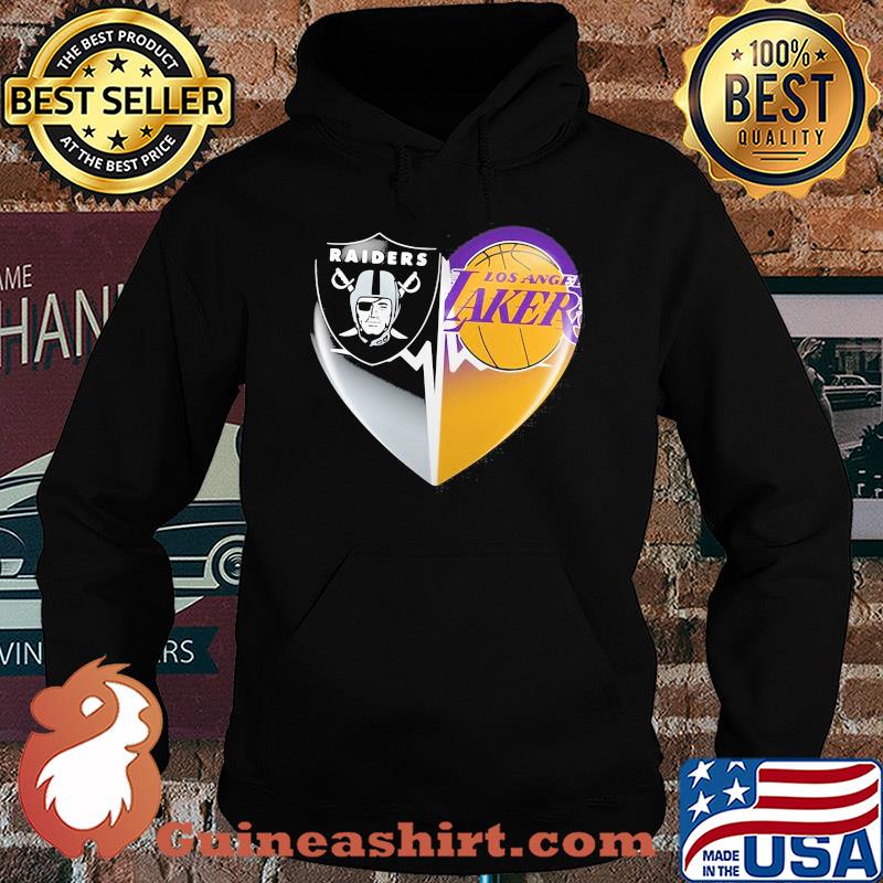 Oakland raiders and los angeles lakers heart heartbeat s Hoodie