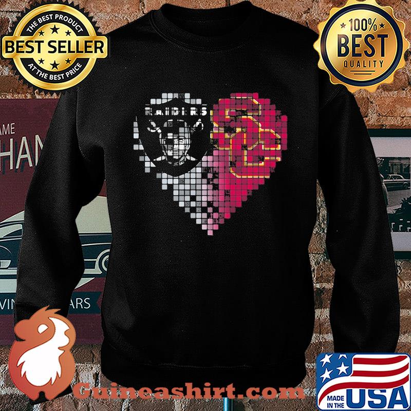 Oakland raiders and southern california trojans heart fragments s Sweater