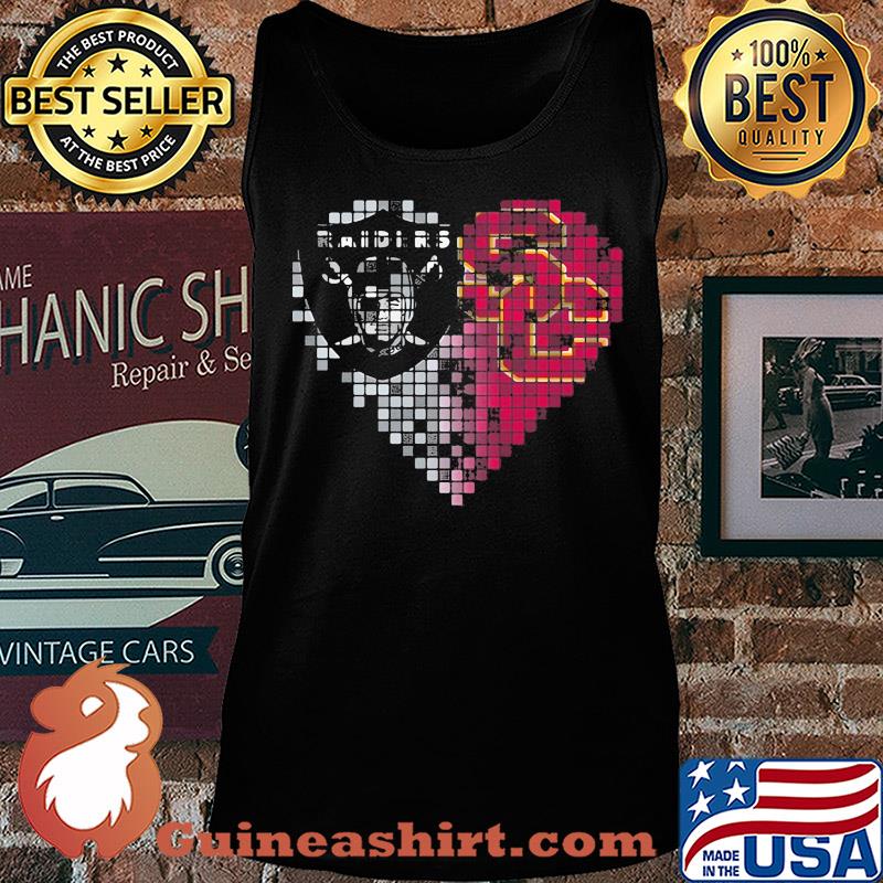 Oakland raiders and southern california trojans heart fragments s Tank top