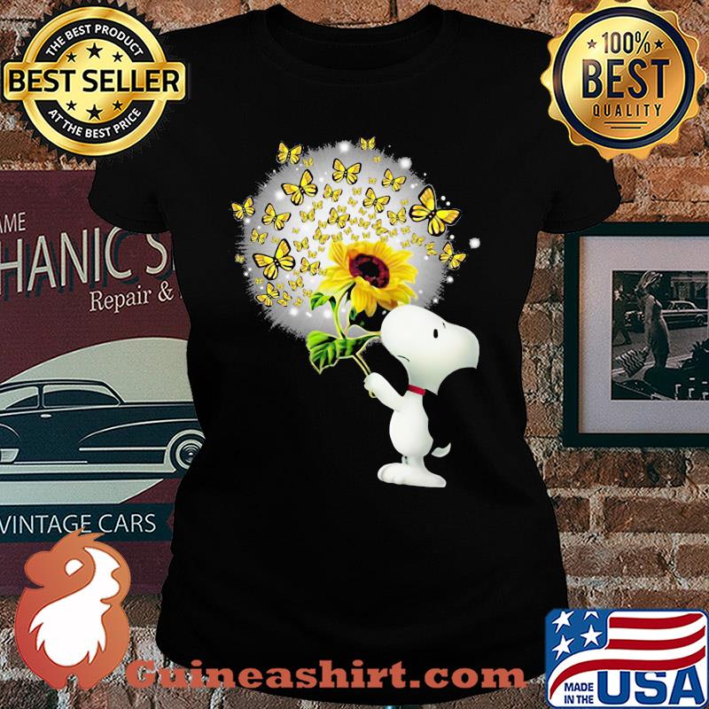 Official Snoopy sunflower and butterfly s Ladies tee