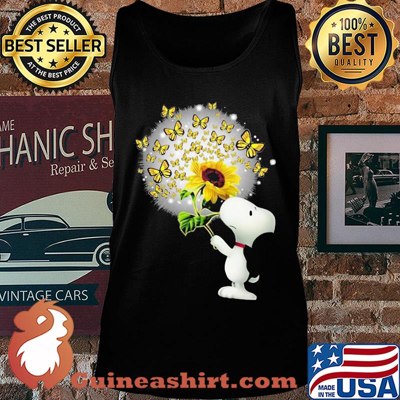 Official Snoopy sunflower and butterfly s Tank top