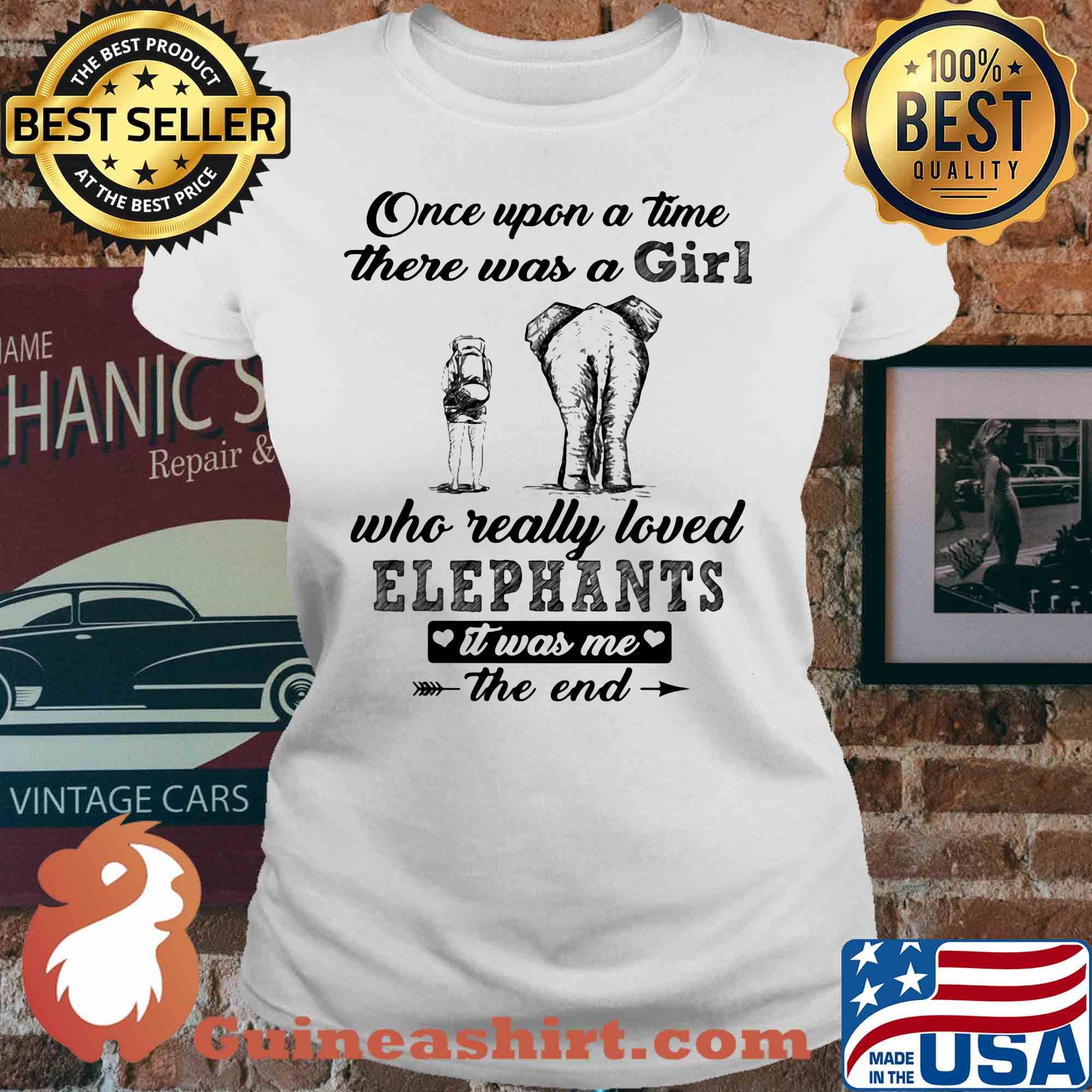 Once upon a time there was a girl who really loved elephants it was me the end s V-neck