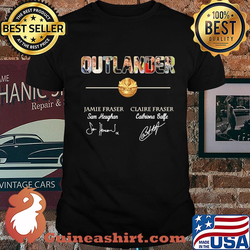 Outlander jamie fraser sam heughan claire fraser caitriona balfe signatures shirt