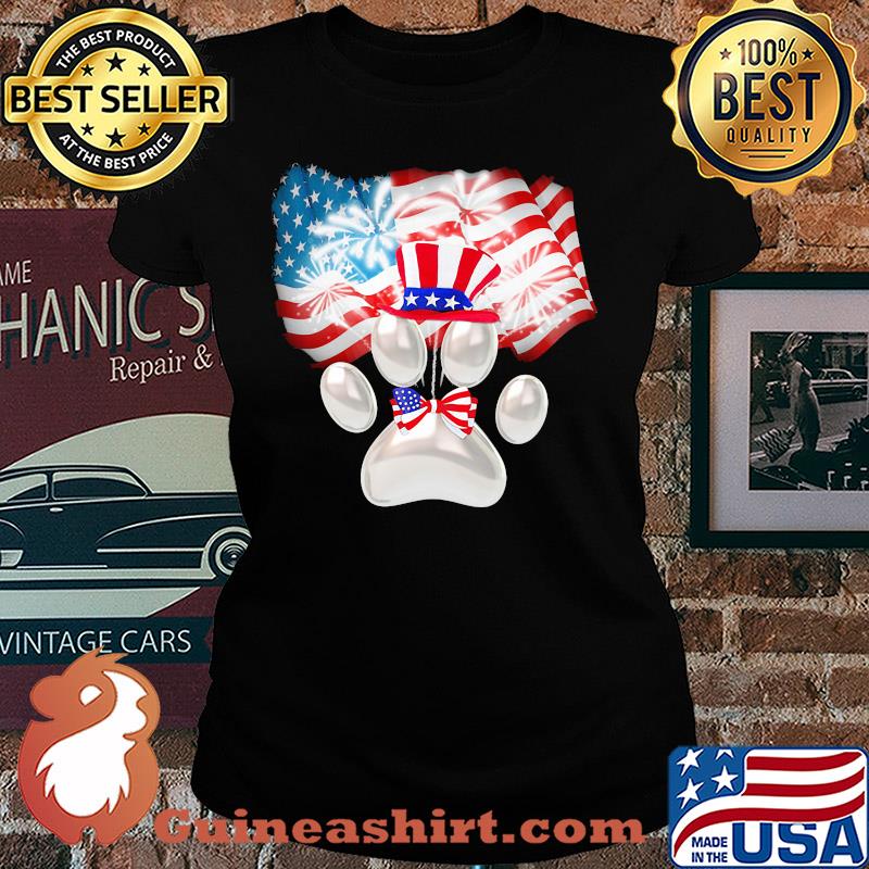 Paw American flag veteran Independence Day s Ladies tee
