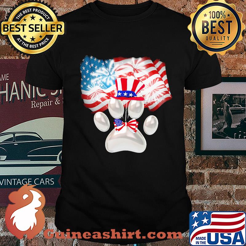 Paw American flag veteran Independence Day shirt