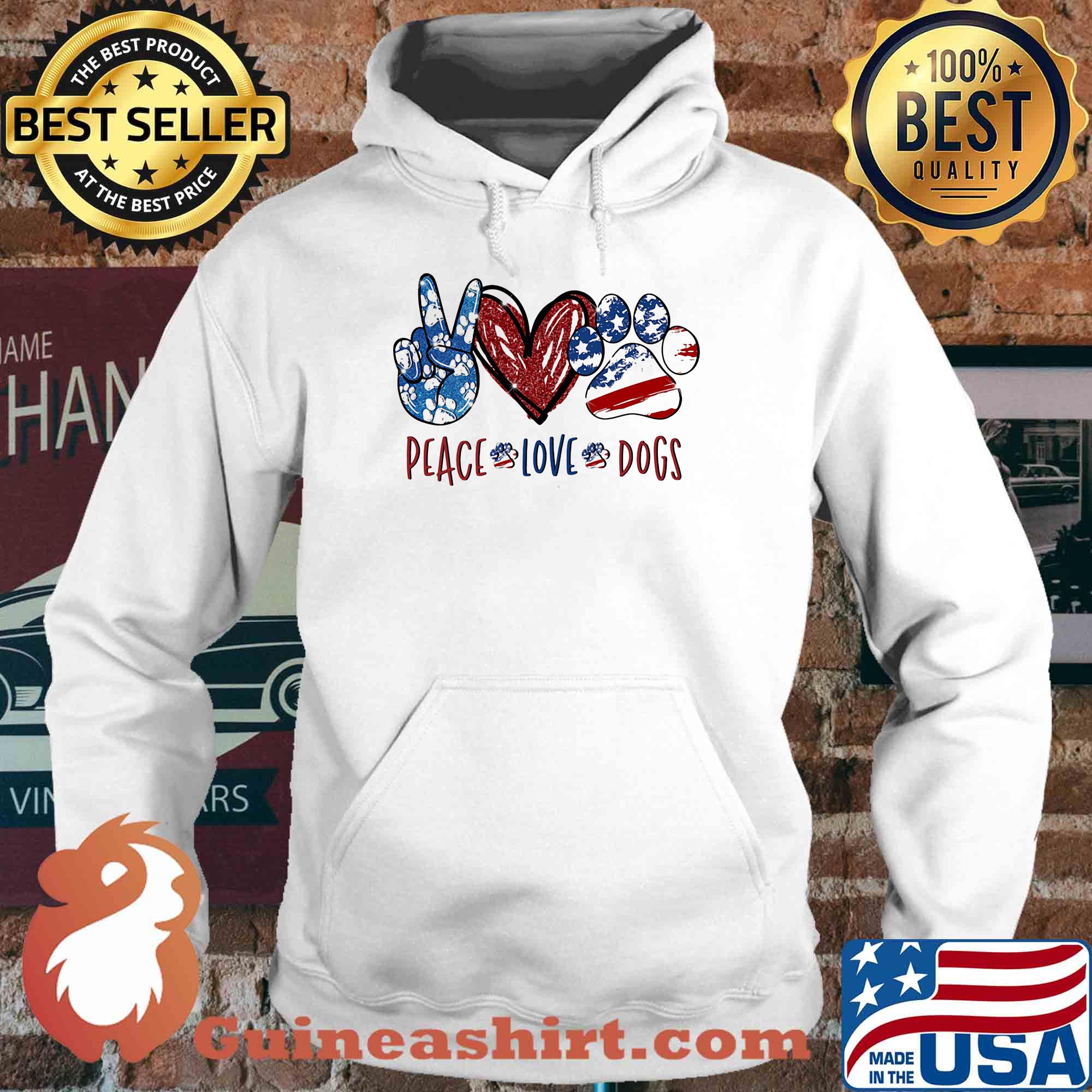 Peace love dogs paw heart s Hoodie