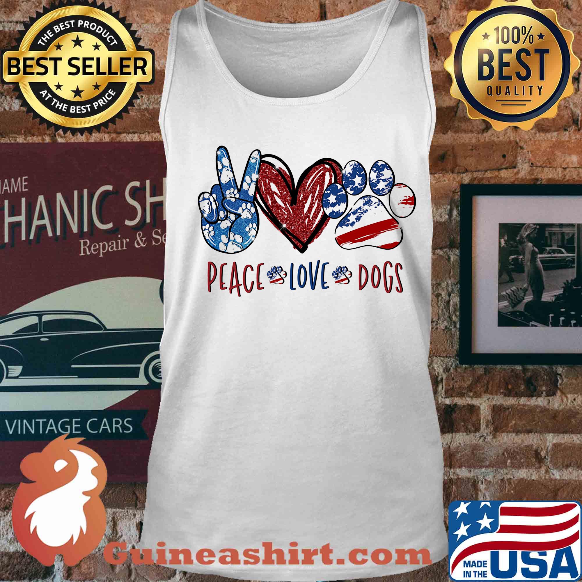 Peace love dogs paw heart s Tank top