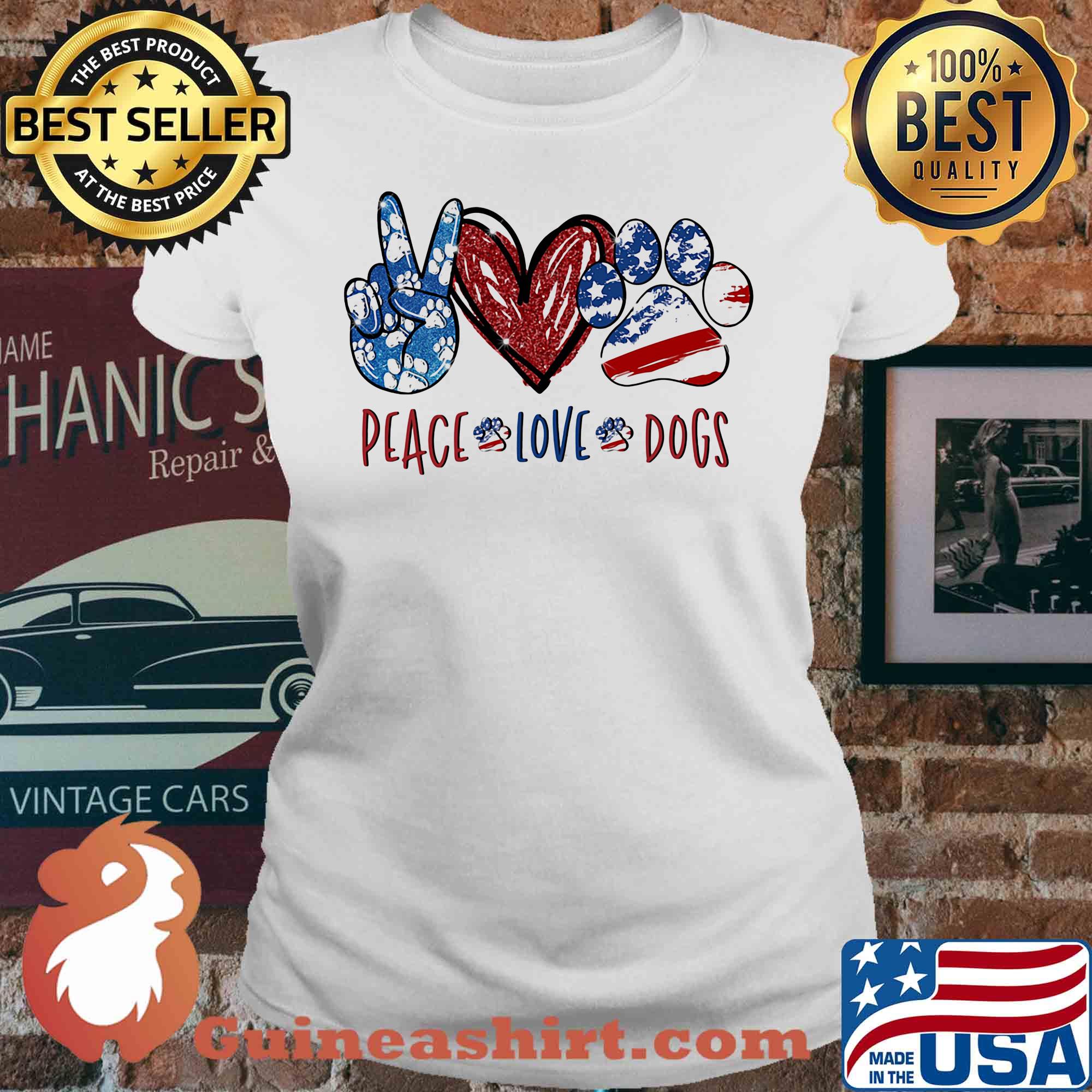 Peace love dogs paw heart s V-neck