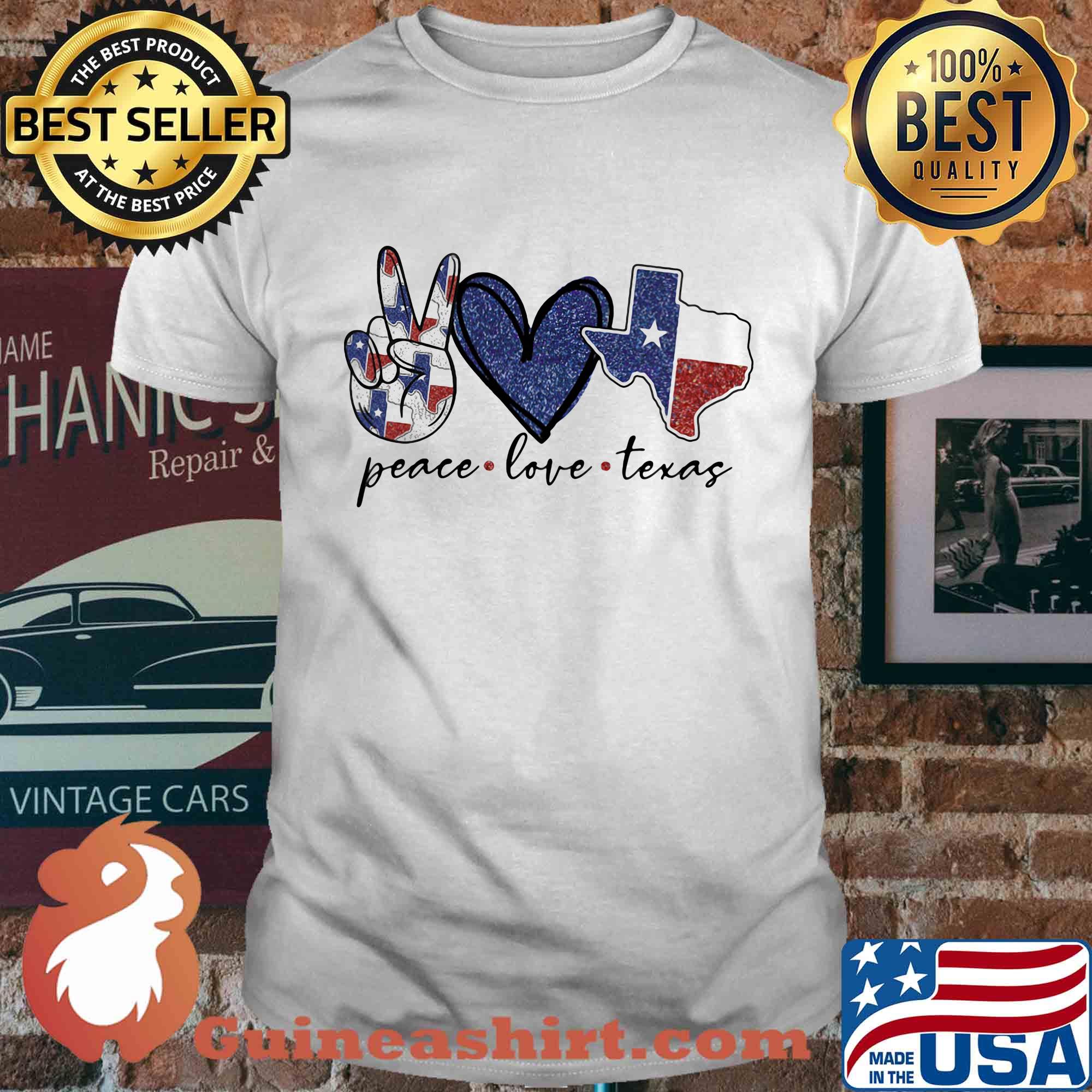Peace love heart Texas map shirt