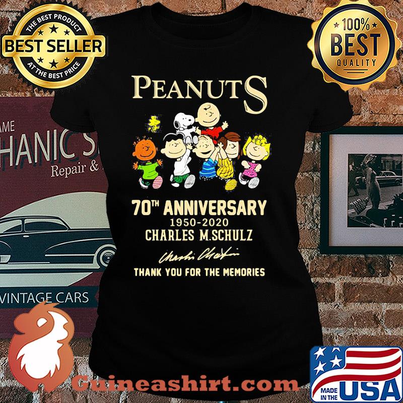 Peanuts 70th anniversary 1950 2020 charles m.schulz thank you for the memories signatures s Ladies tee