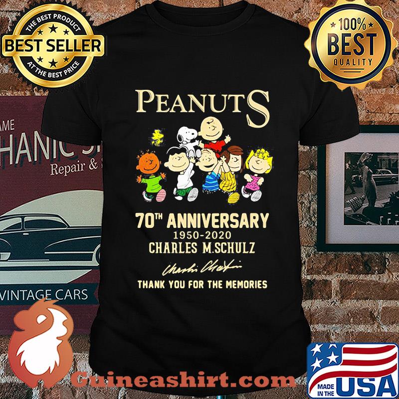 Peanuts 70th anniversary 1950 2020 charles m.schulz thank you for the memories signatures shirt