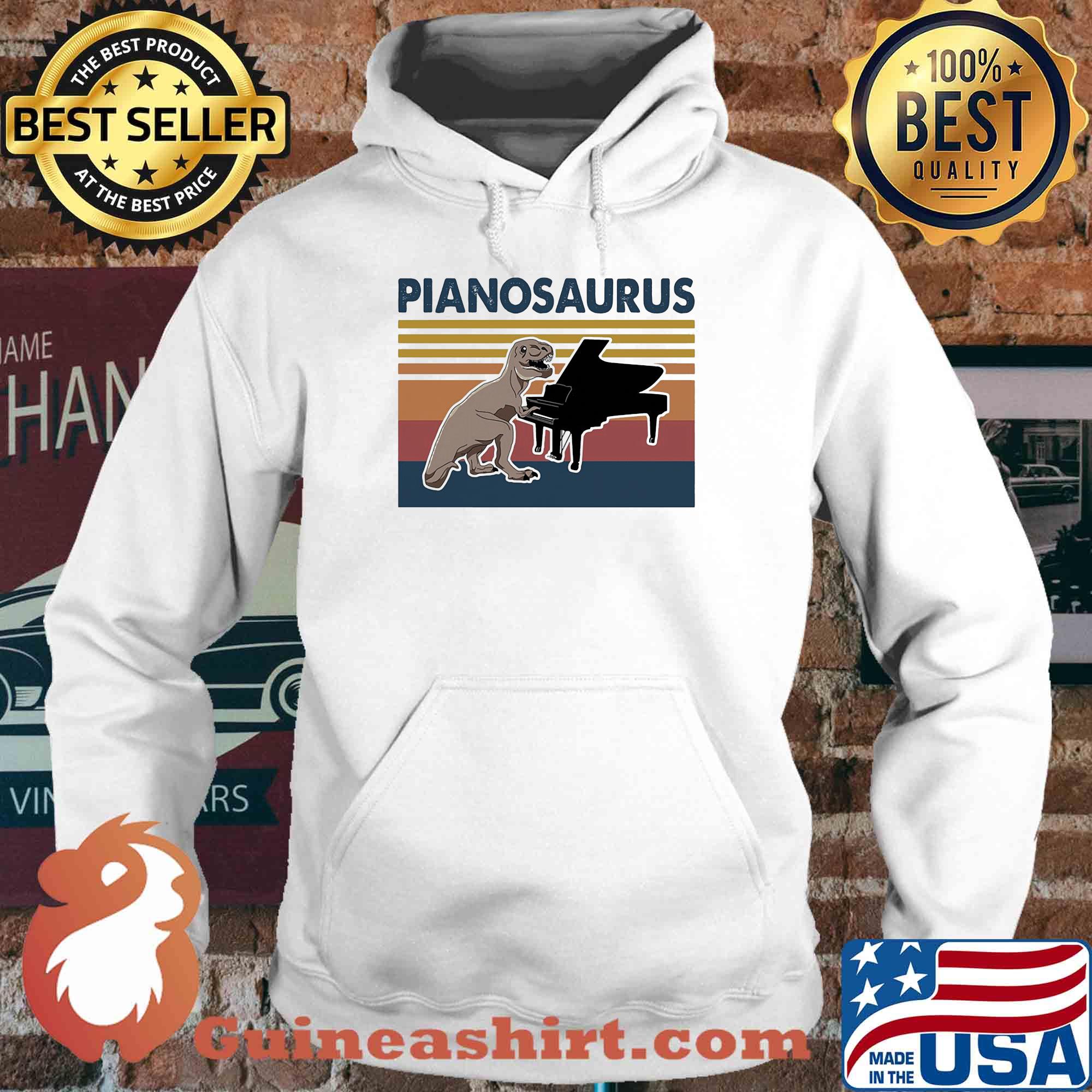 Pianosaurus dinosaur playing piano vintage s Hoodie