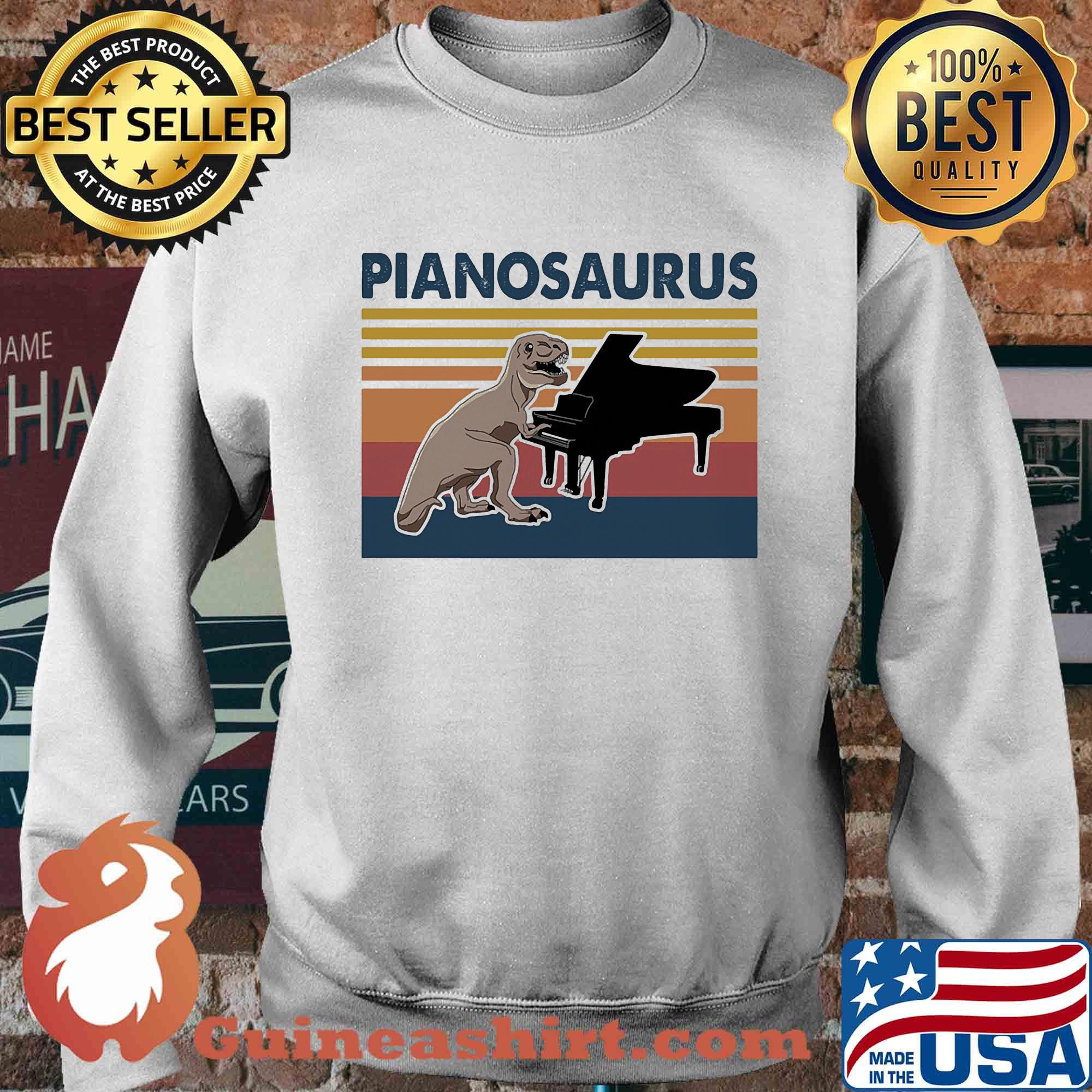 Pianosaurus dinosaur playing piano vintage s Sweater