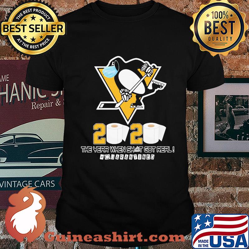 Pittsburgh penguins hockey 2020 the year when shit got real quarantined toilet paper mask covid-19 shirt