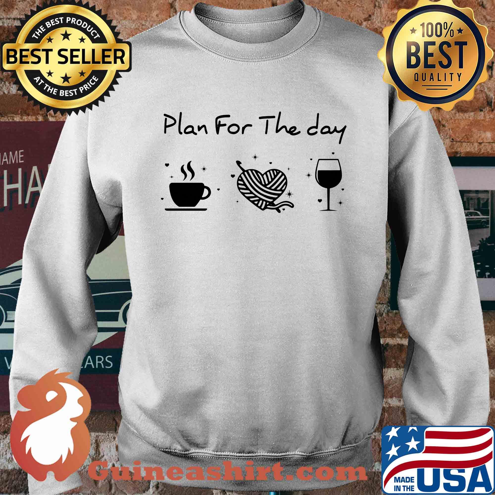 Plan for the day coffee heart knitting wine s Sweater