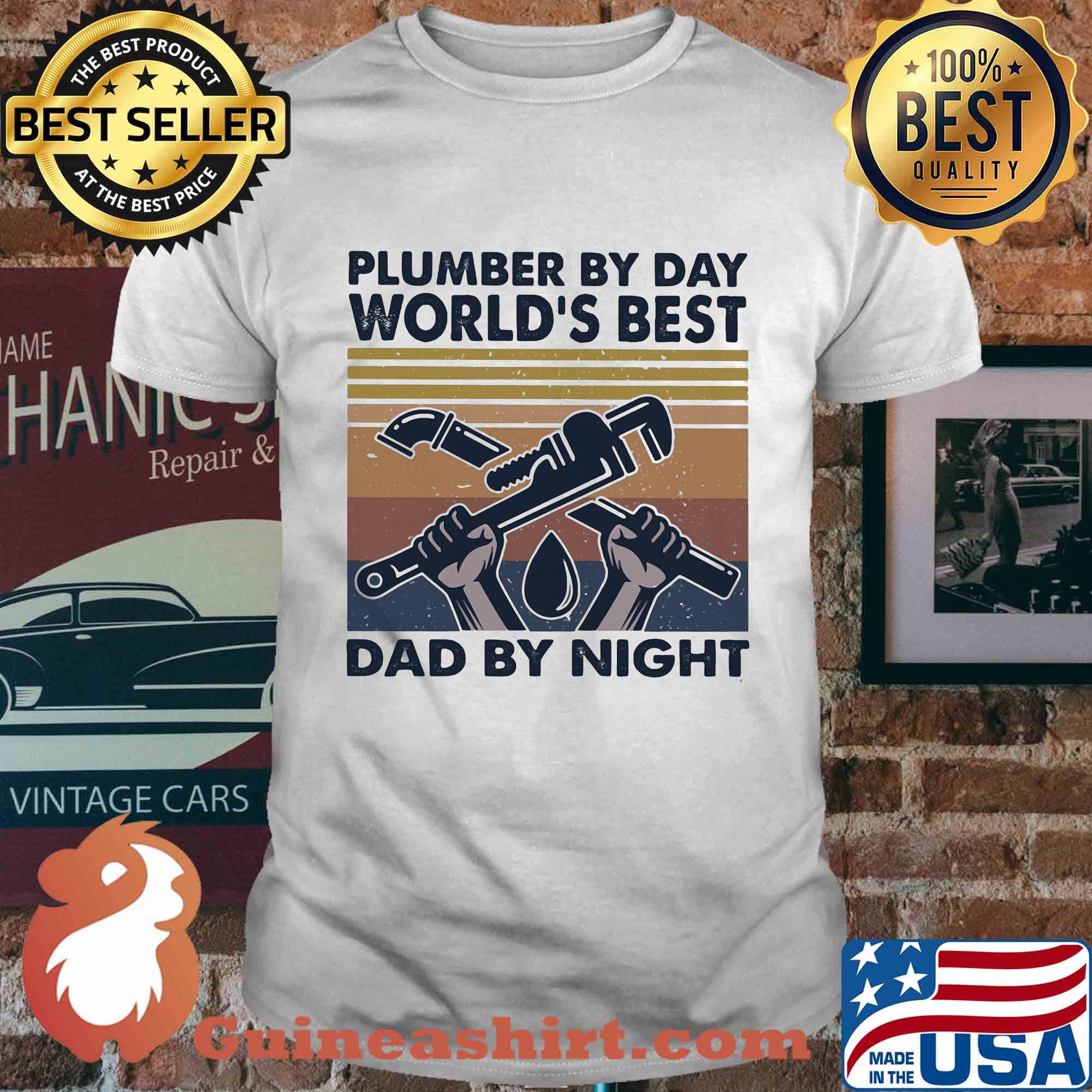 Plumber by day world's best dad by night vintage shirt