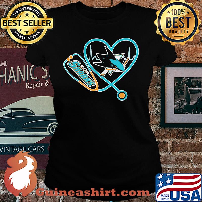 San jose sharks hockey stethoscope heart s Ladies tee