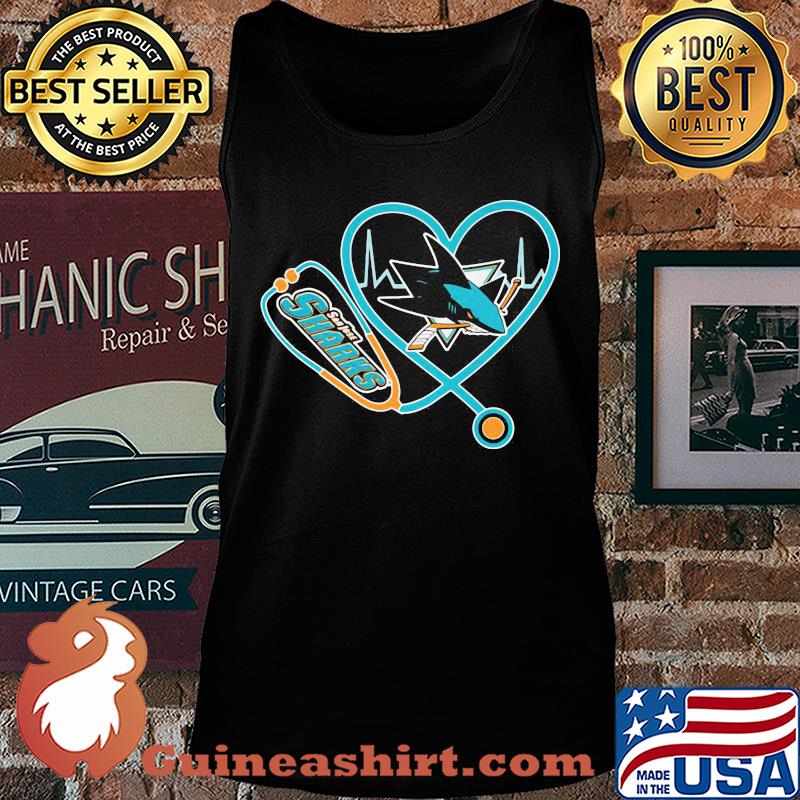 San jose sharks hockey stethoscope heart s Tank top