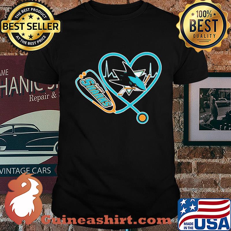 San jose sharks hockey stethoscope heart shirt