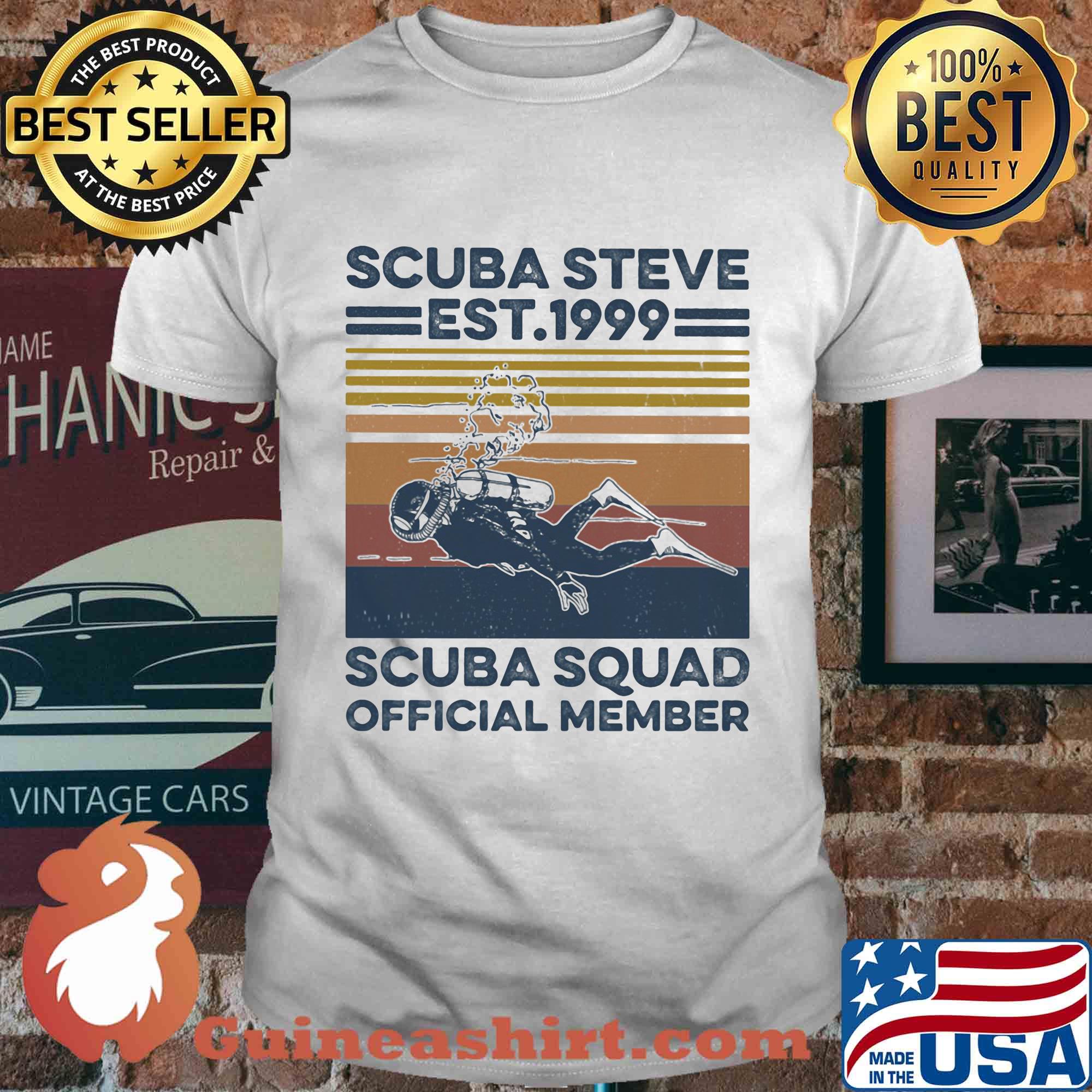 Scuba steve est 1999 scuba squad official member vintage shirt