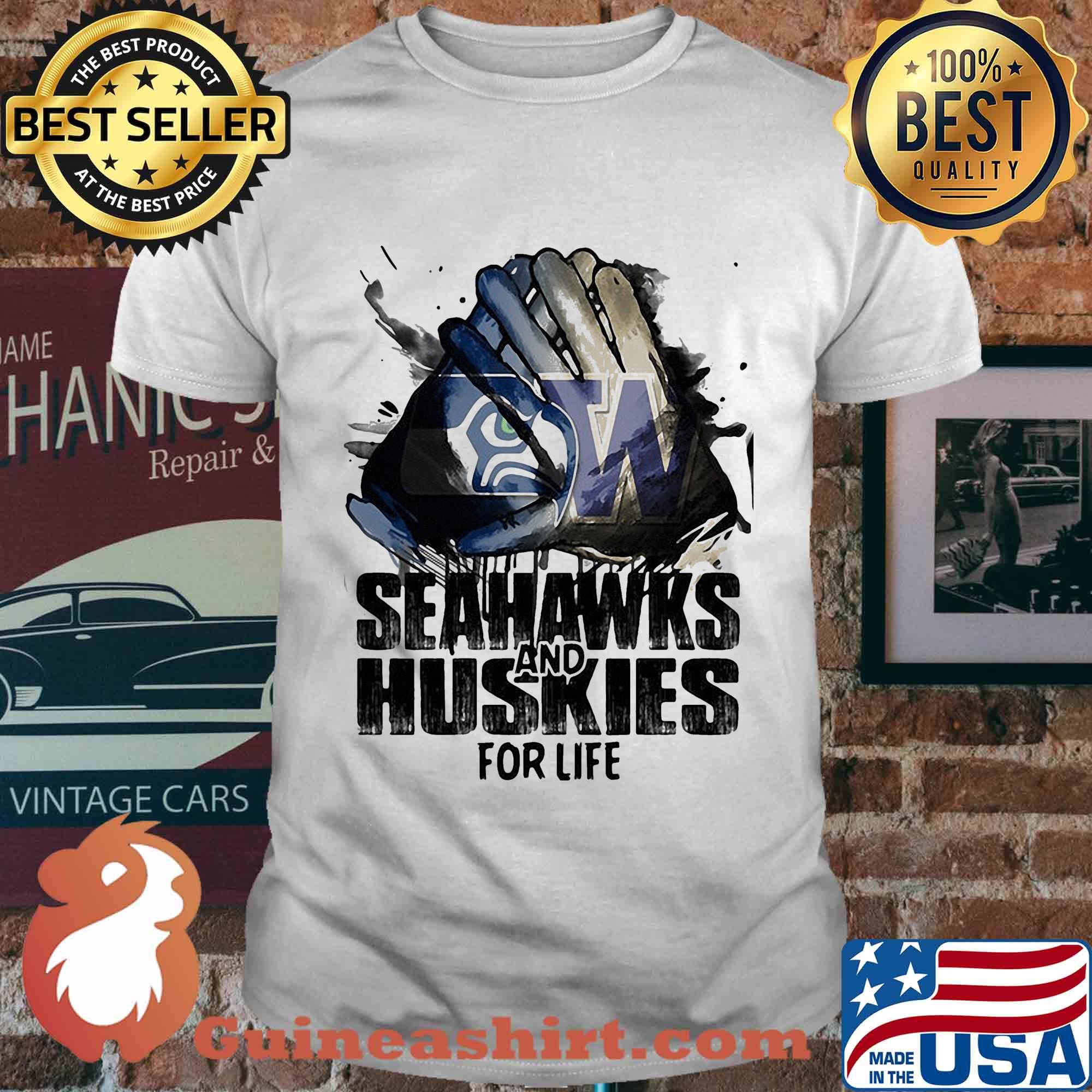 Seattle seahawks and washington huskies for life shirt
