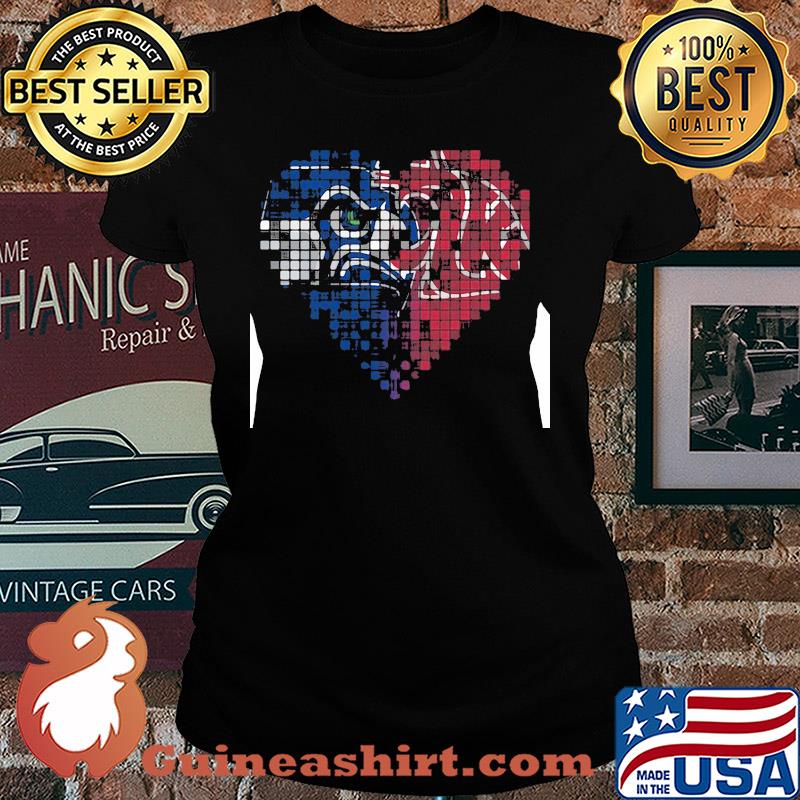 Seattle seahawks and washington state cougars heart puzzle s Ladies tee