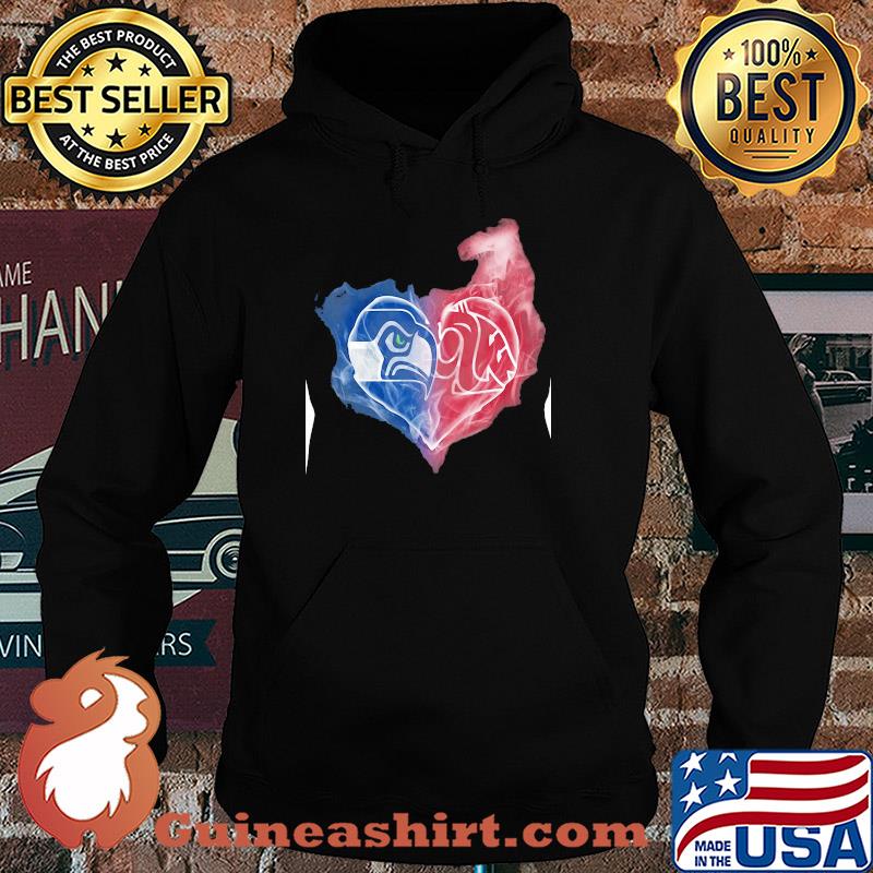 Seattle seahawks and washington state cougars heart smoke s Hoodie