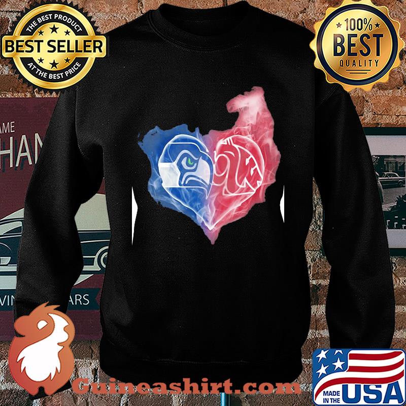 Seattle seahawks and washington state cougars heart smoke s Sweater