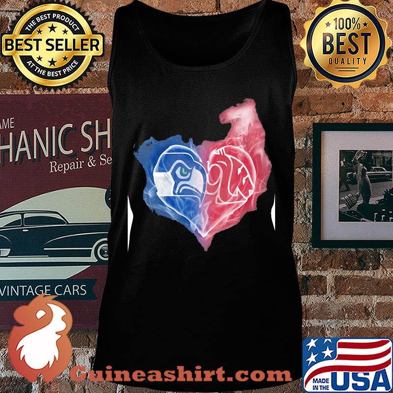 Seattle seahawks and washington state cougars heart smoke s Tank top