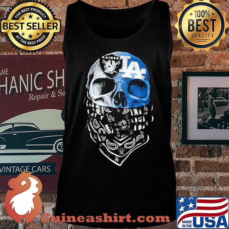 Skull mask oakland raiders and los angeles dodgers logo s Tank top