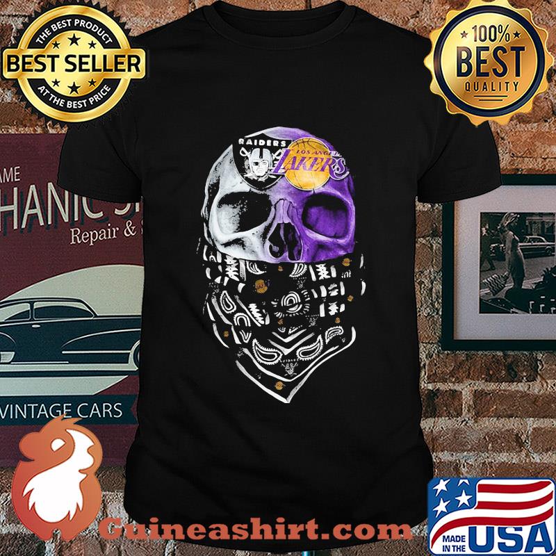 Skull mask oakland raiders and los angeles lakers shirt