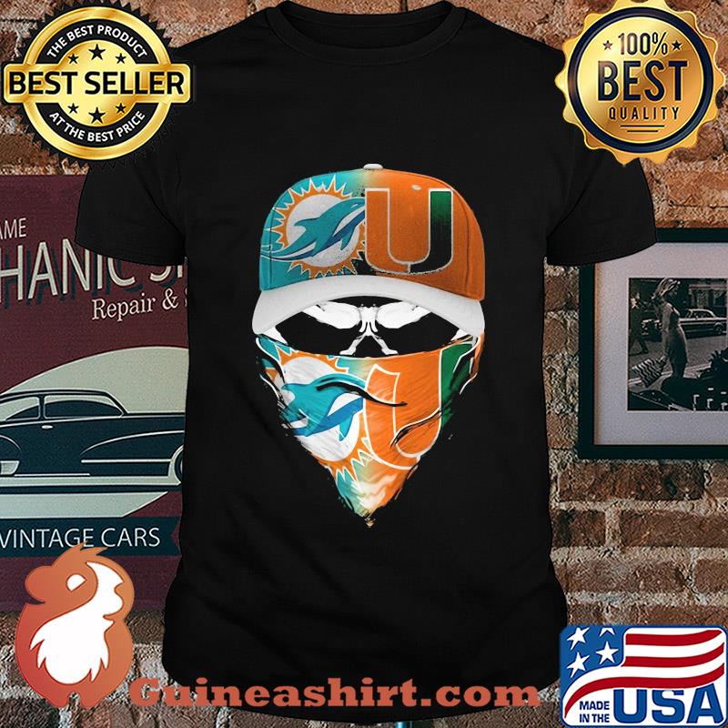 Skull mask player miami dolphins and miami hurricanes shirt