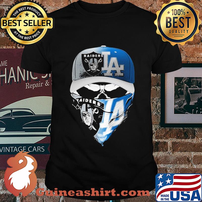 Skull mask player oakland raiders and los angeles dodgers shirt