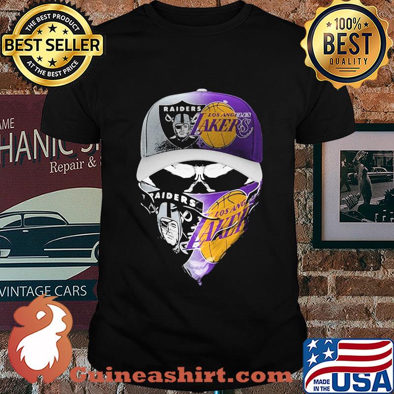 Skull mask player oakland raiders and los angeles lakers shirt