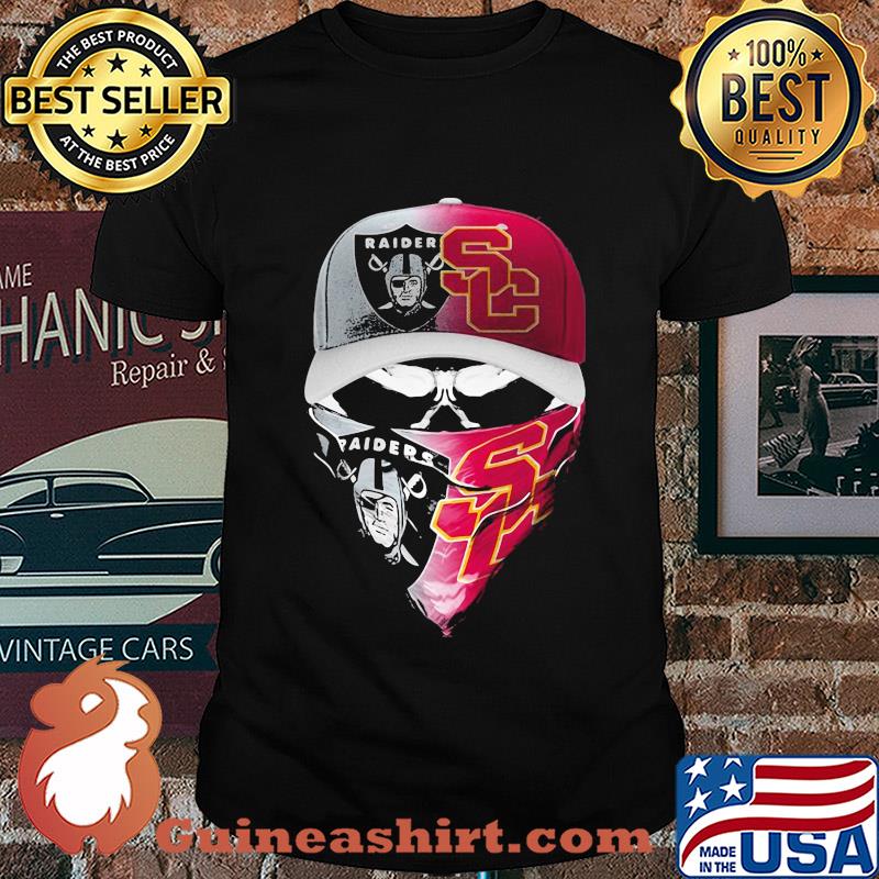 Skull mask player oakland raiders and southern california trojans shirt