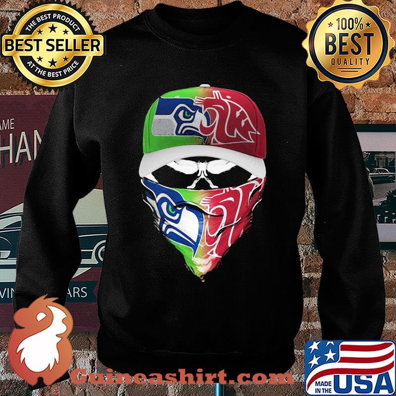 Skull mask seattle seahawks and washington state cougars s Sweater