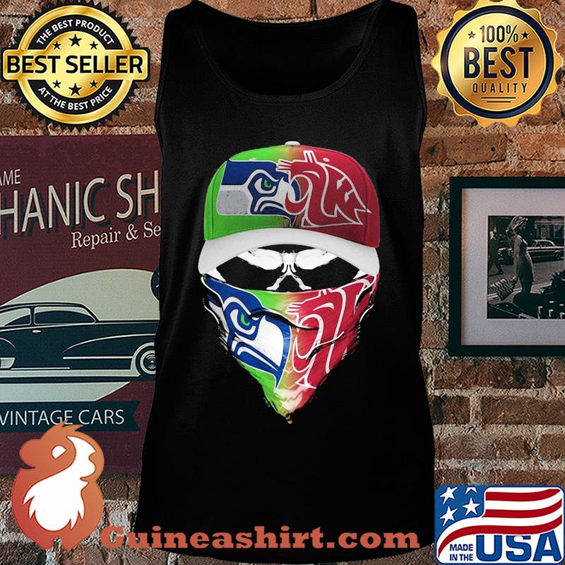 Skull mask seattle seahawks and washington state cougars s Tank top