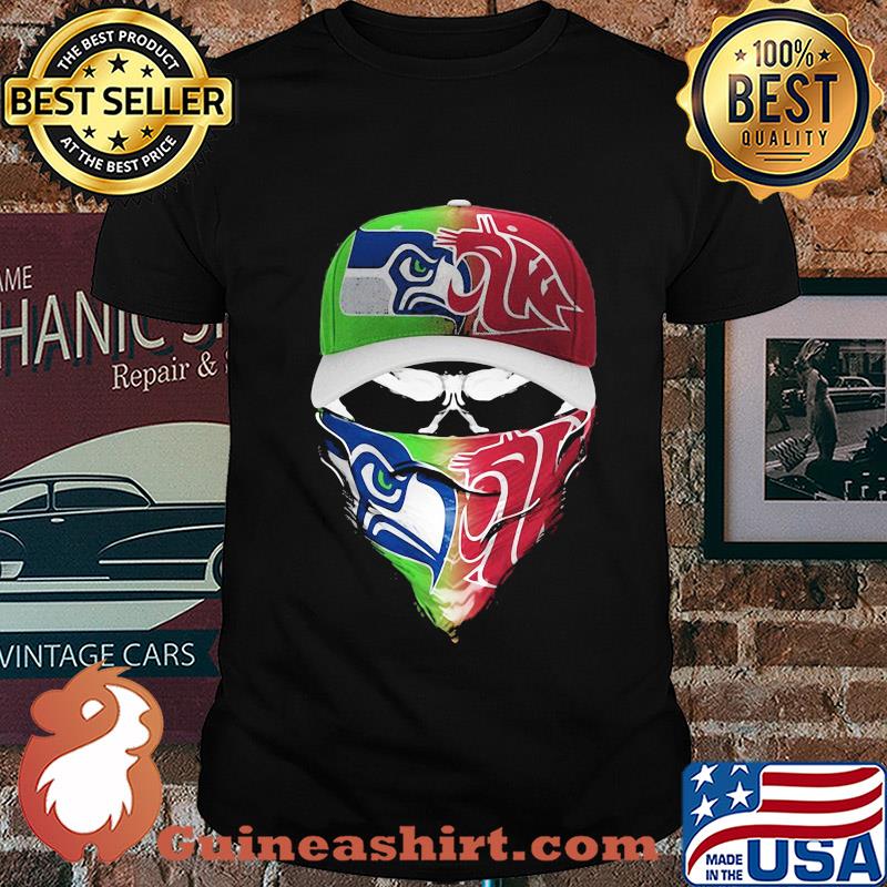 Skull mask seattle seahawks and washington state cougars shirt