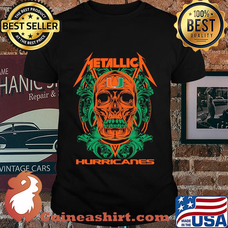 Skull Metallica Miami Hurricanes football fish shirt
