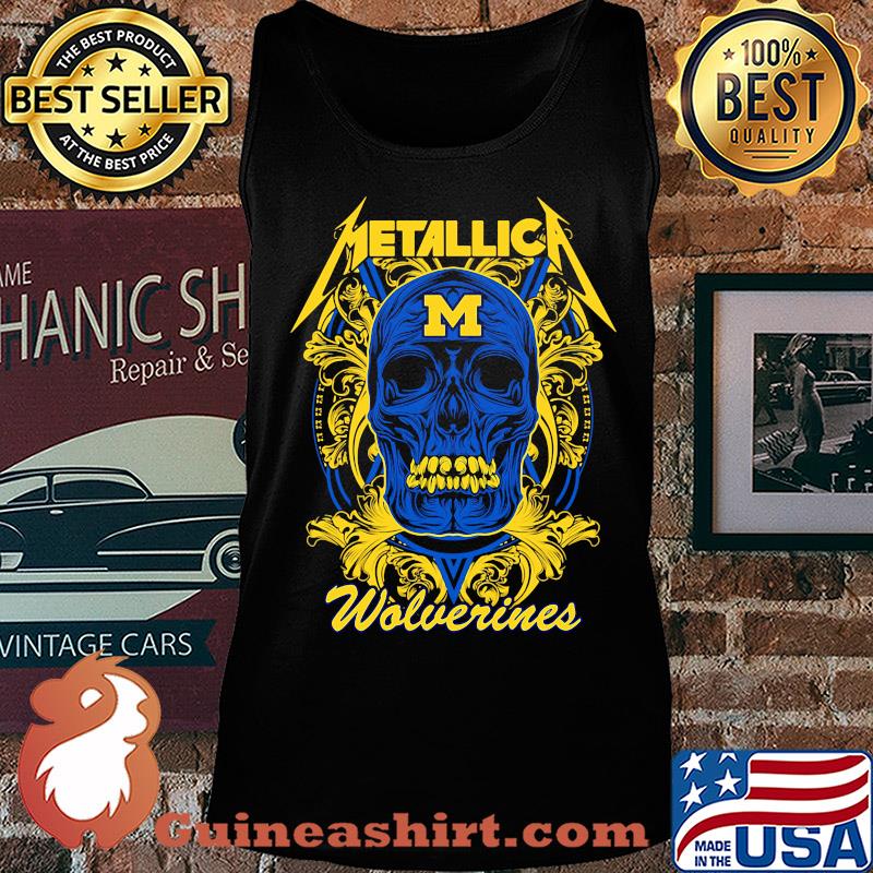 Skull metallica michigan wolverines football fish s Tank top