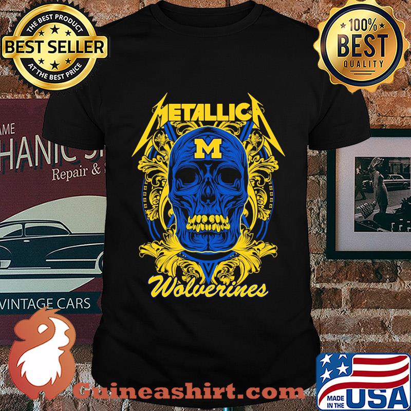 Skull metallica michigan wolverines football fish shirt