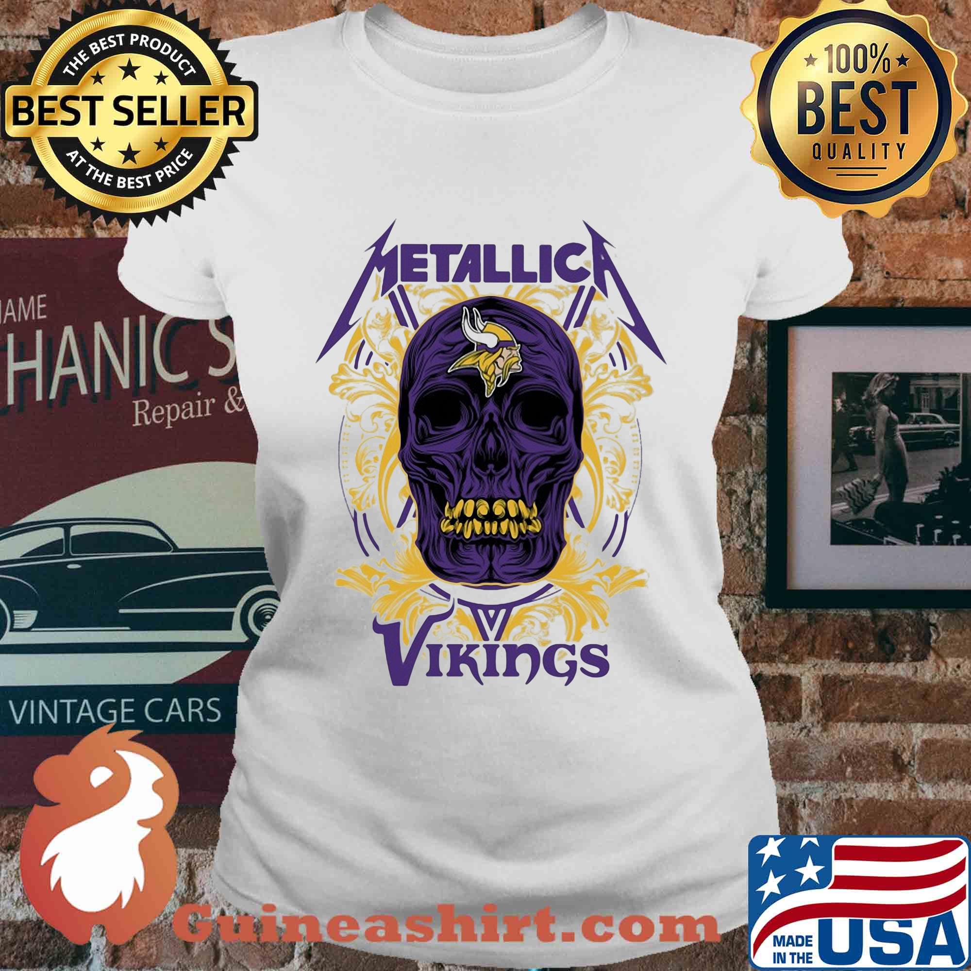 Skull metallica minnesota vikings s Ladies tee