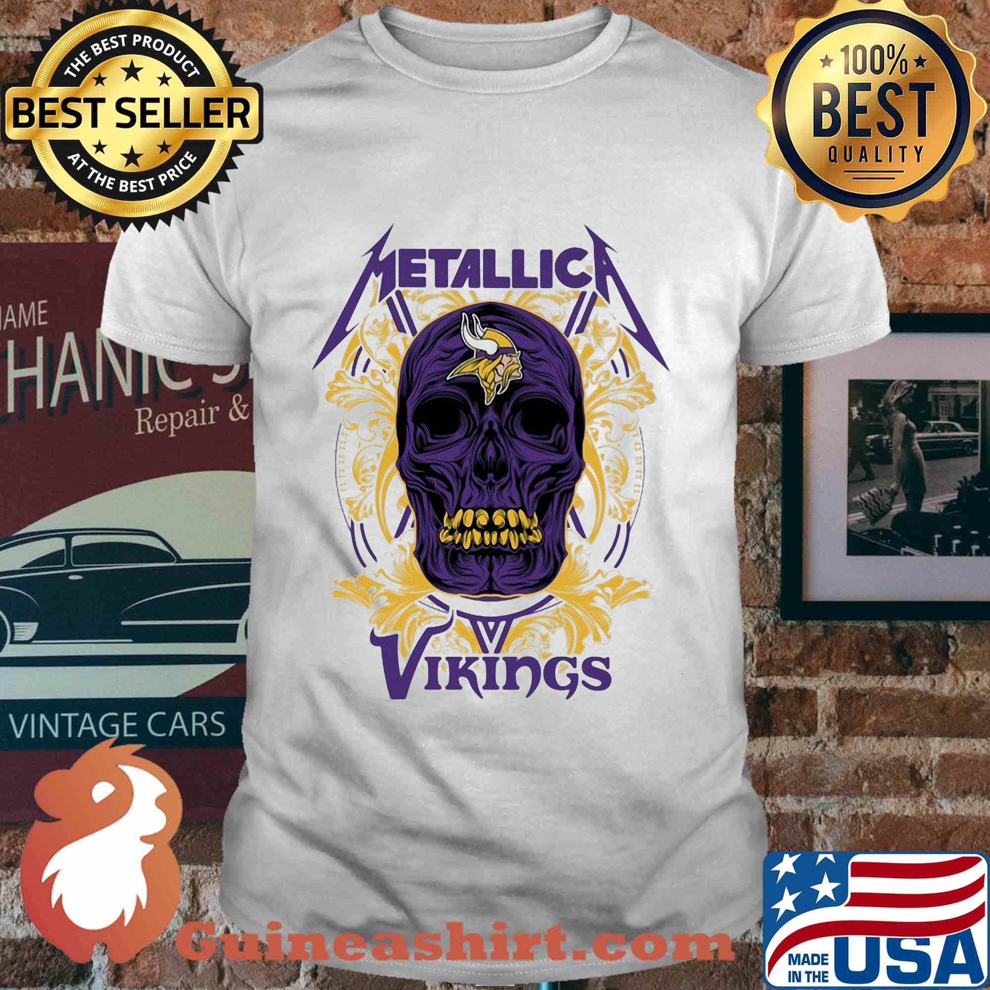 Skull metallica minnesota vikings shirt