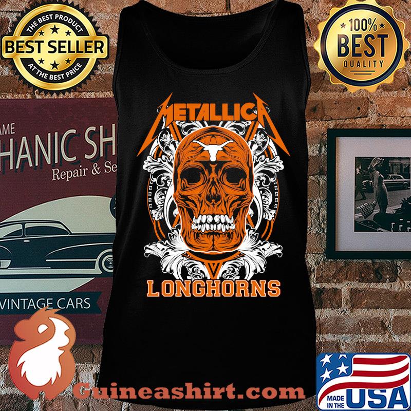 Skull metallica texas longhorns football fish s Tank top